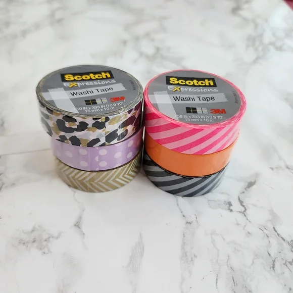 6 Decorative Scotch Washi Tape Set - Multicolor - Picture 1 of 4